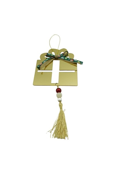 Rao Ornament Brad, Cadou, Auriu, Lucios, 16*28cm, Acril, Interior/ Exterior