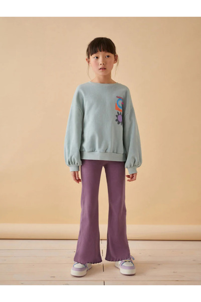 Generic Brand Children's Purple Ribbed Spanish Leg Flexible Tights