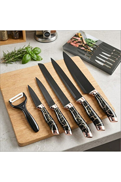 Klyte 6-Piece Kitchen Knife Set with Peeler, Ultra-Sharp Chef Knives for Meat...