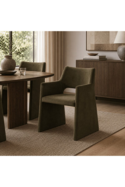 Roots Furniture كرسي طعام أفانتي مخملي أخضر