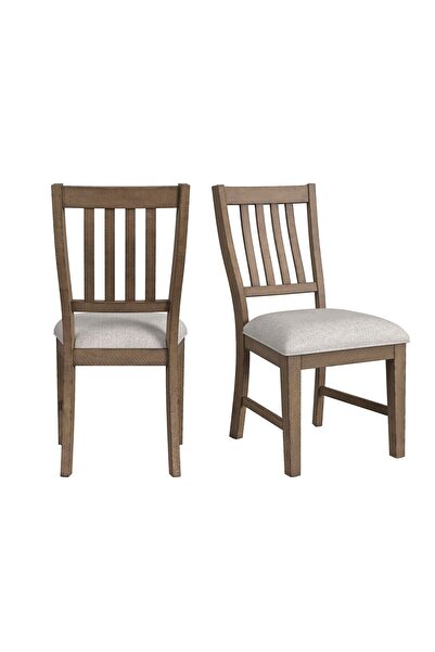 Roots Furniture كرسي طعام يلوستون بقماش رمادي بلون بني متوسط (قطعتان في الكرتون)