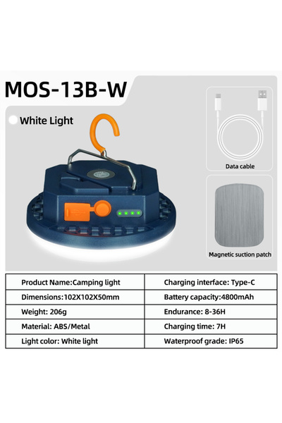choice2 MOS-13-B-White MOSLIGHTING Camping Light Rechargeable Lantern Portabl...