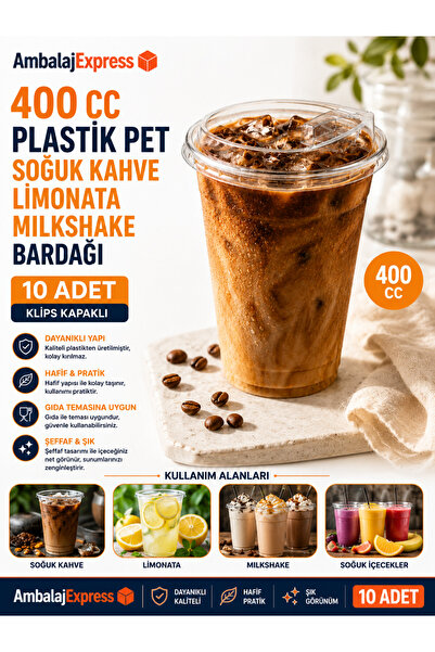 Ambalaj Express.com.tr 400 Cc Plastik Pet Limonata Milkshake Bardağı 10 Adet ...