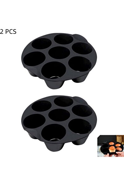 STARSTAR 2-Piece Silicone Muffin Pan Set (black, 18cm+21cm), non-stick round ...