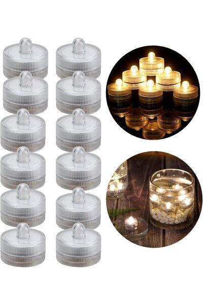 STARSTAR 12-Pack Mini Submersible LED Candles, Battery-Powered Waterproof Lig...