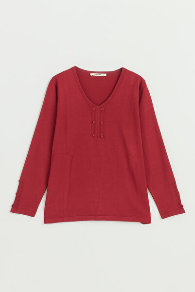 Nihan Plus Size Knit Sweater - Burgundy