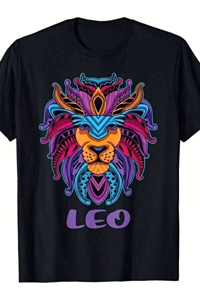 LİNA06 Zodiac Sign-Shirt Vintage Lion Design With Text Comfortable Breathable...