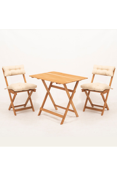 Meya Dekor Bahçe Mutfak 3'lü Bistro Set Katlanır Masa-sandalye 60x80 Masalı S...