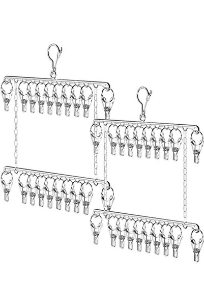 STARSTAR Pieces Double-Layer Metal Sock Hanger, Sock Drying Rack, Stainless S...