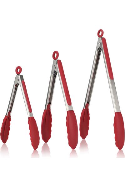 STARSTAR Three-piece kitchen tongs set, 7/9/12 inches, BBQ tongs, BBQ accesso...
