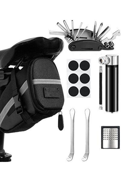 STARSTAR Bicycle Repair Tool Kit Saddle Bag 16-in-1 Set 120 PSI Mini Pump Por...