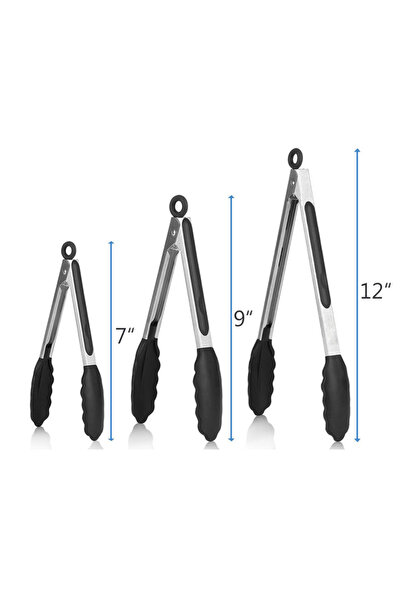 STARSTAR Three-piece kitchen tongs set, 7/9/12 inches, BBQ tongs, BBQ accesso...