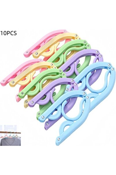 STARSTAR 10-Pack Multi-Color Foldable Plastic Travel Hangers, Portable Hanger...