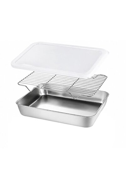 STARSTAR Stainless Steel Cooking Bowl with Mesh Cover, Lid & Cooling Rack Set...