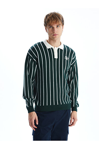 LC Waikiki Polo Neck Long Sleeve Striped Men's Knitwear Sweater