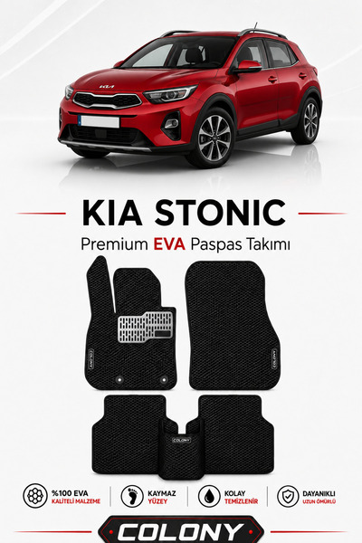 COLONY Kia Stonic Uyumlu EVA Paspas Tam Set–Araca Özel,Kolay Montaj,Su Geçirmez