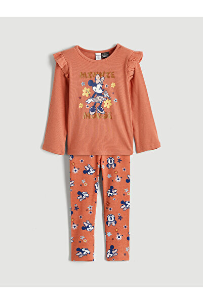 LC Waikiki Minnie Mouse Print Blouse and Leggings Set for Girls