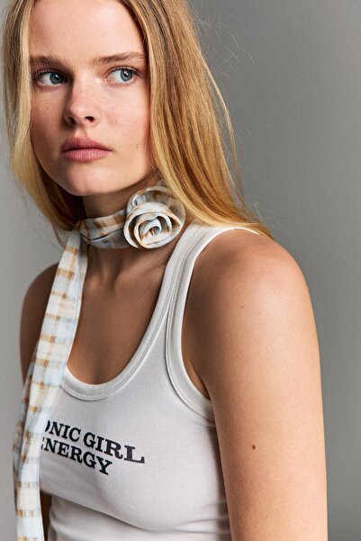 Bershka Çiçekli kareli fular