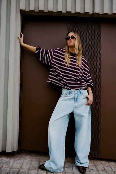 Bershka Arka tokalı barrel fit jean