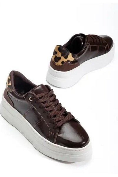 rimex sport wear Jetan Brown Patent Leather Lace-Up Sports Shoes