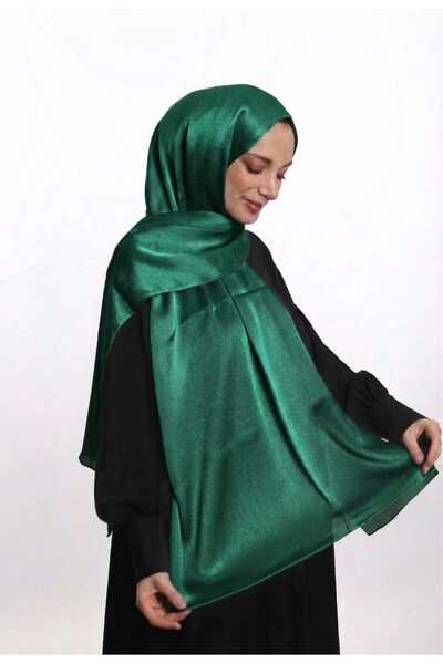 SAMARA SCARF Abiye Janjan Parlak Saten Dokulu Tesettür Abiye Şifon ZÜMRÜT Şal