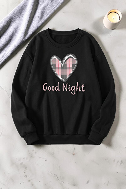 uyguntarz سويت شيرت برقبة دائرية مطبوع عليه Good Night Heart للجنسين