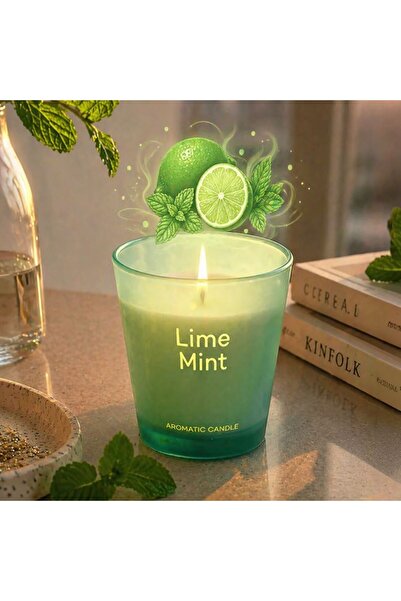 BAMI NETWORK Lumanare parfumata Lime Mint sticla verde 7.5x8cm