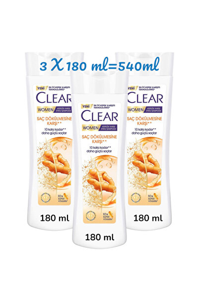 Clear Women Saç Dökülme Karşıtı Şampuan 180 Ml 3 Adet