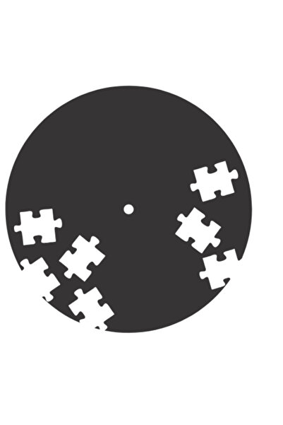 Gabcom Ceas de perete Puzzle din lemn,culoare negru, 20 cm, design decorativ,...