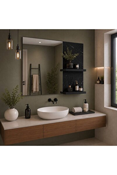 DAKORA HOME VENZA MERMER DESEN 60 X 45 Banyo Rafı Banyo Aynası