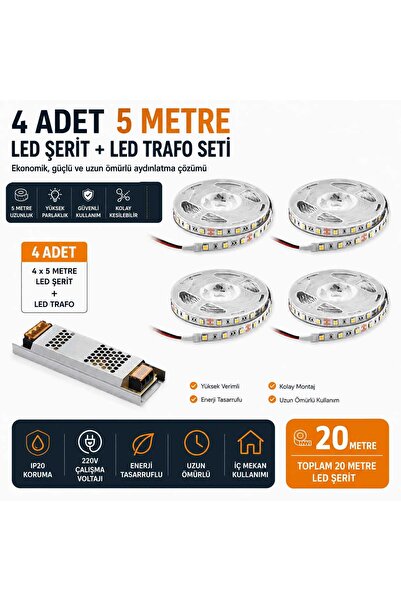 SenaHomeDesing 20 metre Şerit led ve trafo hazır set