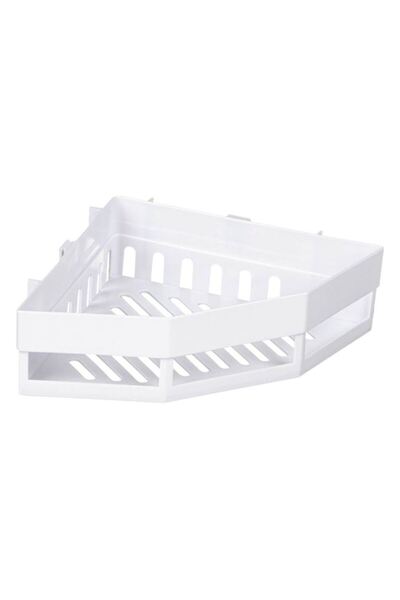 BAMI NETWORK Raft de colt pentru baie din plastic alb, etajera suspendabila d...