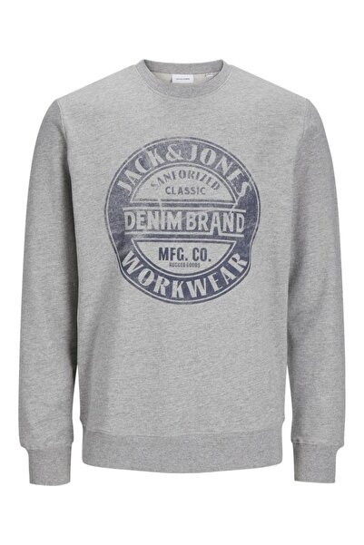 Jack & Jones Μπλούζα μακρυμάνικη άνδρικη "Jeans Sweat" γκρι μελανζέ