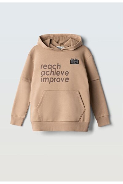 hashtag Μπλούζα φούτερ αγόρι 267735 "Reach Achieve Improve" μπεζ