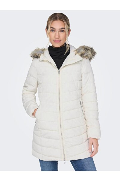 ONLY Μπουφάν μακρύ "Fur Coat" εκρού