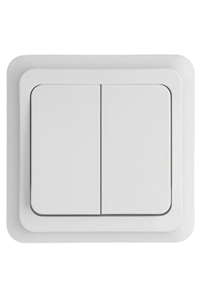 BAMI NETWORK Intrerupator Dublu Minimalist Alb 8x8cm pentru Perete