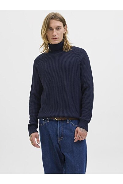 Jack & Jones Πουλόβερ ζιβάγκο ανδρικό "Pannel knit" μπλε