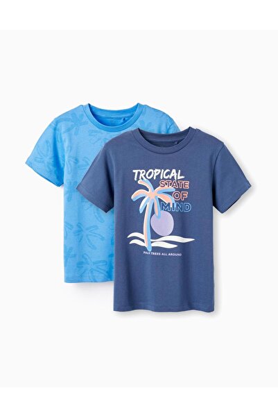 Zippy Σετ 2 μπλούζες κοντομάνικες αγόρι "Tropical state of mind" μπλε-γαλάζιο