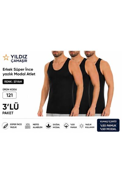 Yıldız Çamaşır Men's Summer Super Thin Modal Undershirt (120-121) - 3 Pieces