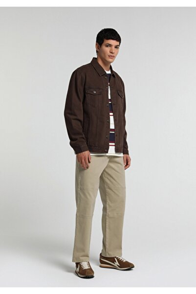 Colin's Relaxed Fit Mid-Waist Wide Leg Men's Beige Trousers