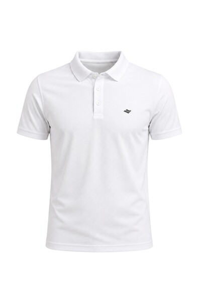 Cross Time تيشيرت بولو أبيض للرجال من نوع Battal Waffle Polo Neck