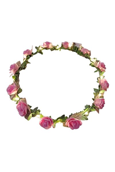 Morvena Picks Coroniță romantică luminoasă cu LED-uri, bentiță cu trandafiri,...