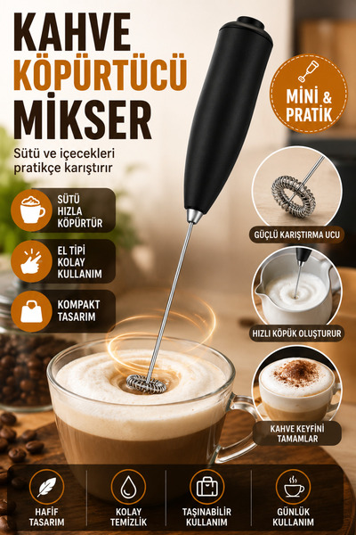Hane Dostu Kahve Köpürtücü Mikser Süt Köpürtücü Latte Cappuccino İçecek Karış...
