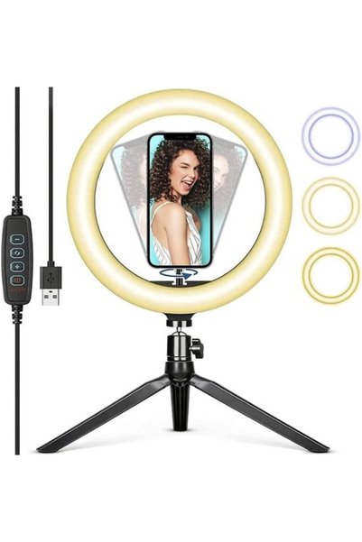 Morvena Picks Lumină inelară LED de 26cm cu clemă, suport flexibil și rotație...