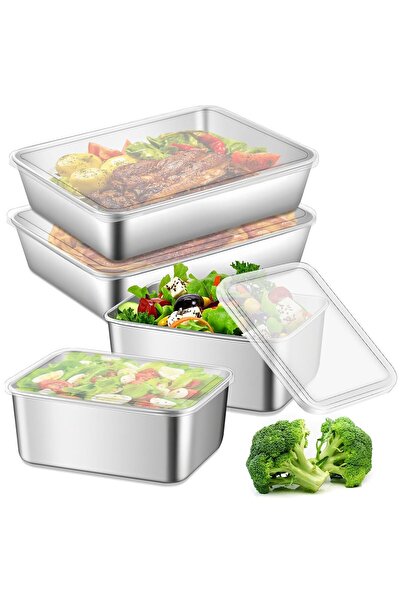 STARSTAR 4-pack stainless steel food storage containers (650ml & 2400ml) with...