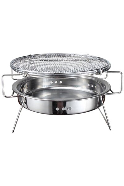 STARSTAR Barbecue Tool Set - Mini Round Stainless Steel Barbecue, Portable Ca...