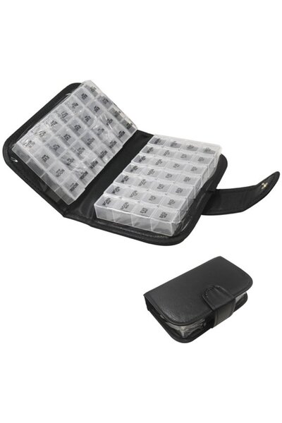 STARSTAR 14-Day 56-Compartment Wallet-Style Travel Pill Organizer Box (Black)