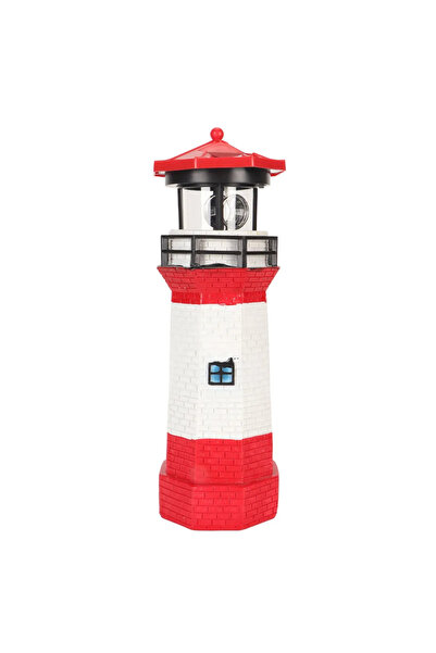 STARSTAR Solar-powered lighthouse, 360° rotating, durable, resin-made LED gar...