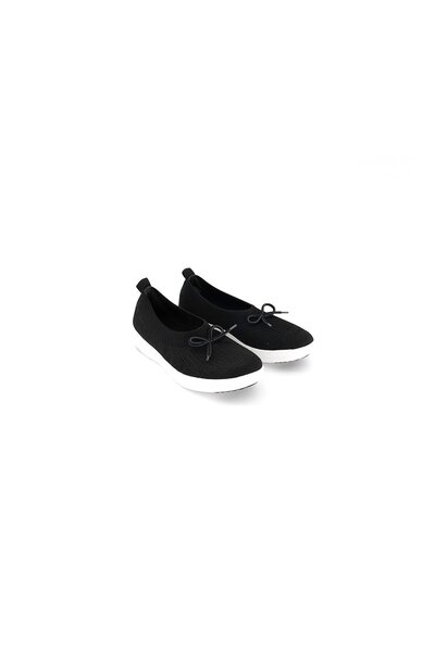 Fitflop Women Uberknit Slip On Bow Ballerina, Black