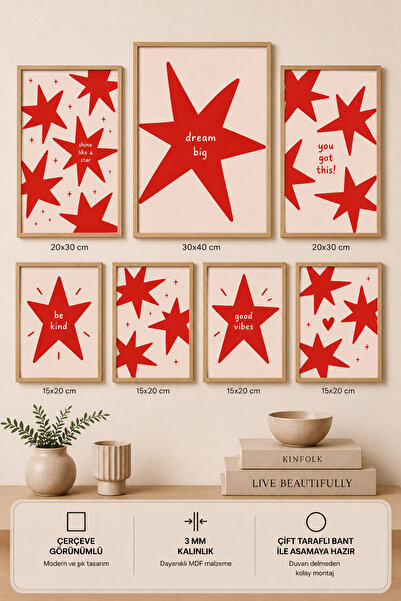 UNT 7-Piece Frame-Looking Modern Painting Set |   Star Themed |   Dream Big, ...